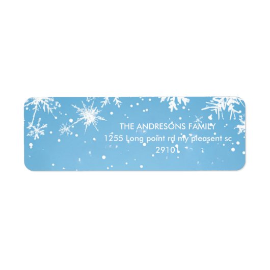 Winter Wonderland Blue Snowflake Etiket (Voorkant)