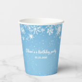 Winter Wonderland Blue Snowflake Papieren Bekers (Achterkant)