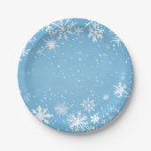 Winter Wonderland Blue Snowflake Papieren Bordje (Voorkant)