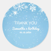 Winter Wonderland Blue Snowflake Thank You Ronde Sticker (Voorkant)