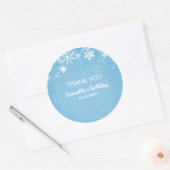 Winter Wonderland Blue Snowflake Thank You Ronde Sticker (Envelop)