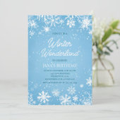 Winter Wonderland Blue Snowflake Verjaardag Kaart (Staand voorkant)