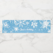 Winter Wonderland Blue Snowflake Waterfles Etiket (Enkel label)