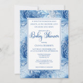 Winter Wonderland Blue Snowflakes Baby shower Kaart (Voorkant)