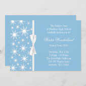 Winter Wonderland Blue Snowflakes Bow Prom Kaart (Voorkant / Achterkant)
