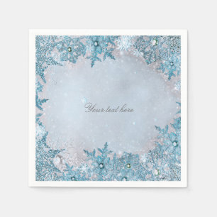 Winter Wonderland Blue Snowflakes Elegant Party Servetten
