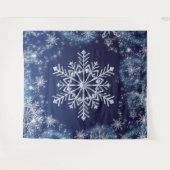 Winter Wonderland Blue Snowflakes Magic Achtergron Wandkleed (Voorkant (horizontaal))