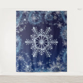 Winter Wonderland Blue Snowflakes Magic Achtergron Wandkleed (Voorkant)