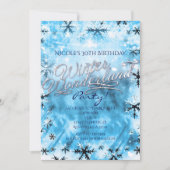 Winter Wonderland Blue Snowflakes Party Invitation Kaart (Voorkant)