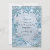 Winter Wonderland Blue Snowflakes Uitnodiging (Voorkant)