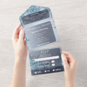 Winter Wonderland Blue Snowflakes Weddenschap All In One Uitnodiging (Afscheurbaar)
