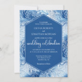 Winter Wonderland Blue Snowflakes Weddenschap Kaart (Voorkant)