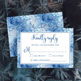 Winter Wonderland Blue Snowflakes Weddenschap RSVP Kaartje