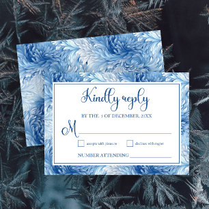 Winter Wonderland Blue Snowflakes Weddenschap RSVP Kaartje