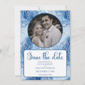 Winter Wonderland Blue Snowflakes Weddenschap Save The Date (Voorkant)