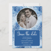 Winter Wonderland Blue Snowflakes Weddenschap Save The Date (Voorkant)