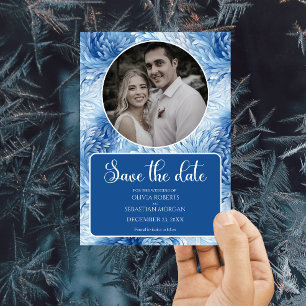 Winter Wonderland Blue Snowflakes Weddenschap Save The Date