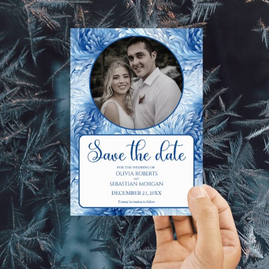 Winter Wonderland Blue Snowflakes Weddenschap Save The Date