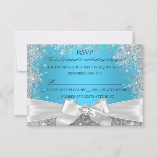 Winter Wonderland Blue Sweet 16 RSVP (Voorkant)