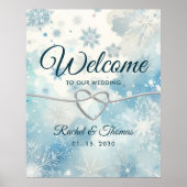 Winter Wonderland Blue Wedding Welkomstbord Poster (Voorkant)