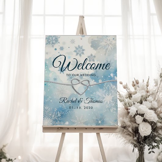 Winter Wonderland Blue Wedding Welkomstbord Poster
