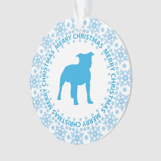 Winter Wonderland Blue & White Snowflake Hondenras Ornament (voorkant)