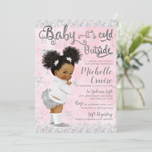 Winter Wonderland Blush Pink & Silver Kaart (Staand voorkant)