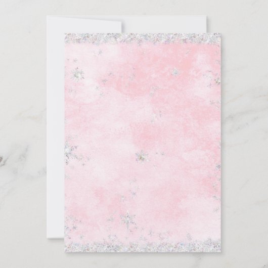 Winter Wonderland Blush Pink & Silver Kaart (Achterkant)