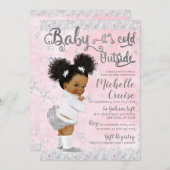 Winter Wonderland Blush Pink & Silver Kaart (Voorkant / Achterkant)