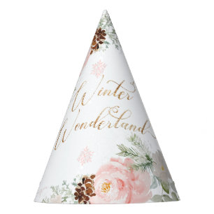 Winter wonderland blush roze meisje verjaardag feesthoedjes