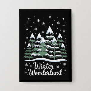 Winter Wonderland Bomen Kerst Familie Crew Button