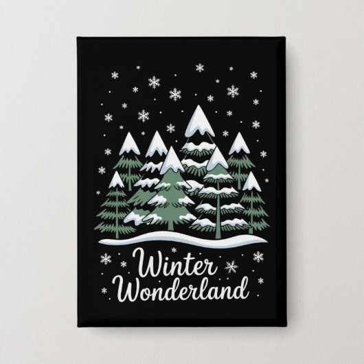 Winter Wonderland Bomen Kerst Familie Crew Button (Voorkant)
