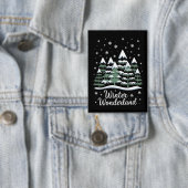 Winter Wonderland Bomen Kerst Familie Crew Button (Insitu)