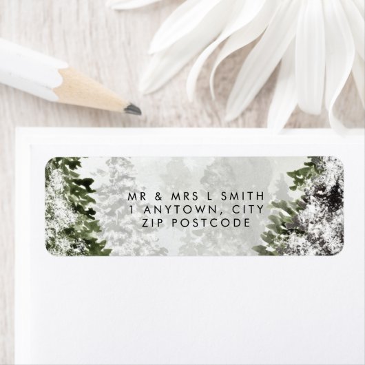 Winter Wonderland Bomen Retouradres Label (Insitu)