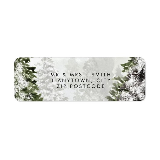 Winter Wonderland Bomen Retouradres Label (Voorkant)
