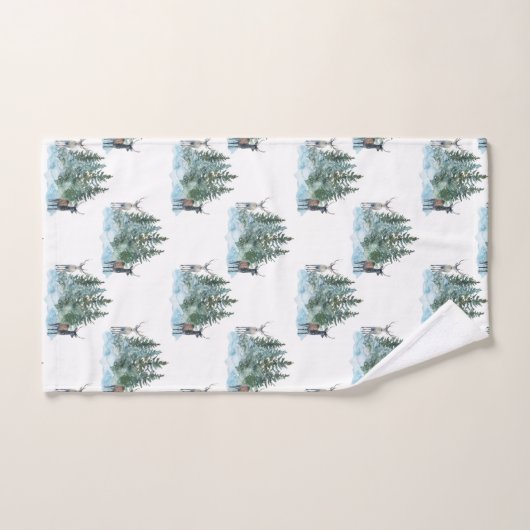 Winter Wonderland Bos Antilopen Dennenbomen Bad Handdoek (Handdoek)
