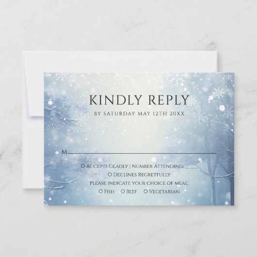 Winter Wonderland Bos Bruiloft RSVP Kaartje (Voorkant)