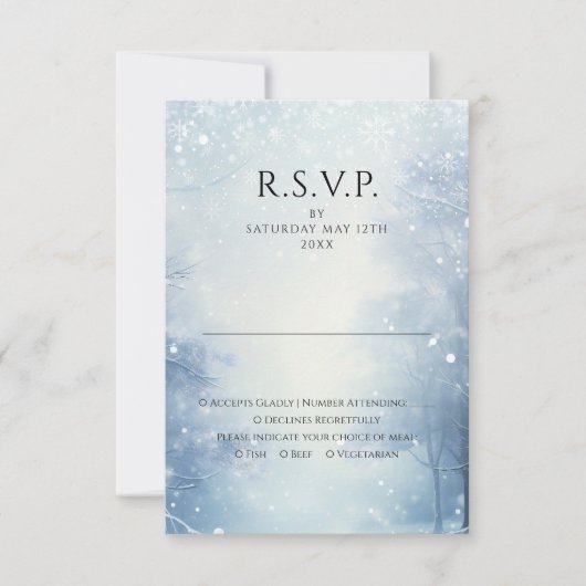 Winter Wonderland Bos Bruiloft RSVP Kaartje (Voorkant)