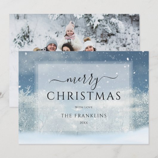 Winter Wonderland Bos Foto Kerstmis Feestdagenkaart (Voorkant / Achterkant)