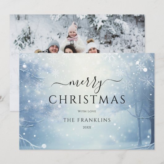 Winter Wonderland Bos Foto Kerstmis Feestdagenkaart (Voorkant / Achterkant)