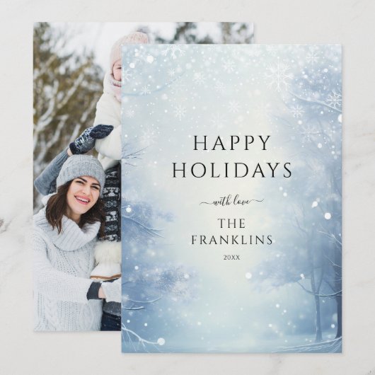 Winter Wonderland Bos Kerstmis Foto Feestdagenkaart (Voorkant / Achterkant)