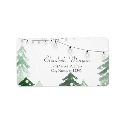 Winter Wonderland Bos String Lichtjes Etiket (Voorkant)