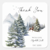 Winter Wonderland Boscht Hert Dank Je Wel Vierkante Sticker (Voorkant)