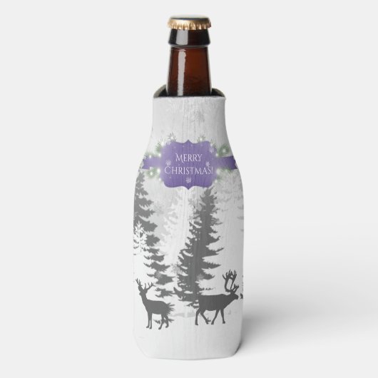 Winter Wonderland Bottle Cooler - Paars (Fles Voorkant)
