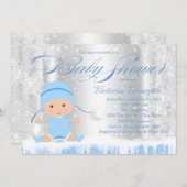 Winter Wonderland Boy Baby shower Kaart (Voorkant / Achterkant)