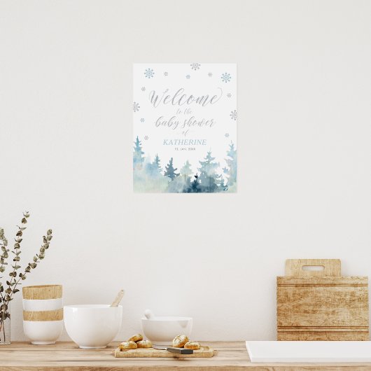 Winter Wonderland Boy Baby shower Welkomstteken Poster (Keuken)