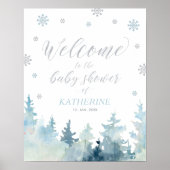Winter Wonderland Boy Baby shower Welkomstteken Poster (Voorkant)