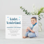 Winter Wonderland Boy Birthday Kaart (Staand voorkant)