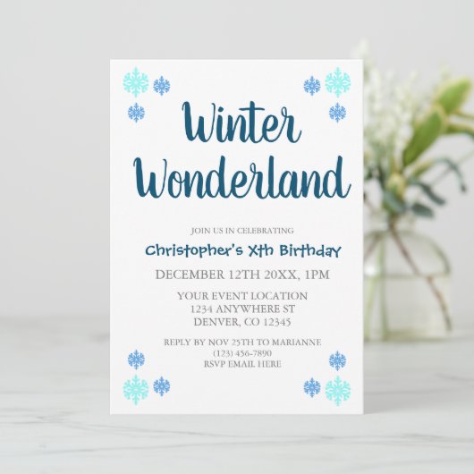Winter Wonderland Boy Birthday Kaart (Staand voorkant)