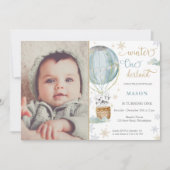 Winter Wonderland Boy eerste Birthday Foto Kaart (Voorkant)